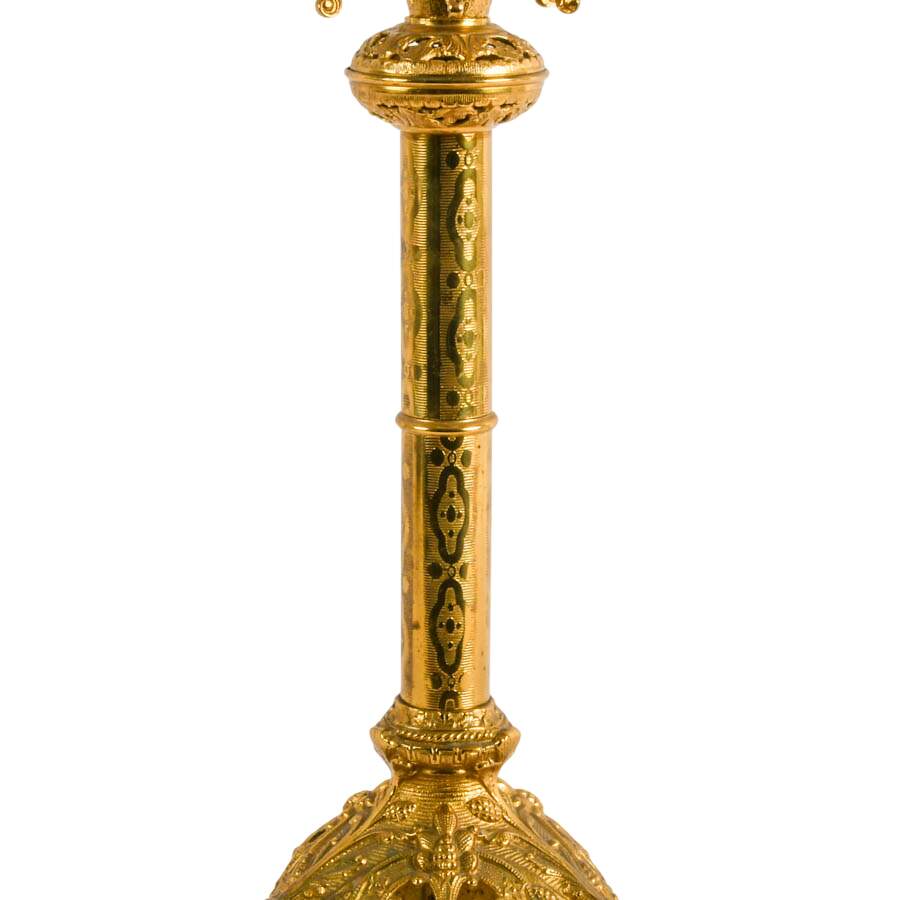 Antique Romanesque Style Brass 7-Light Altar Candelabra-5