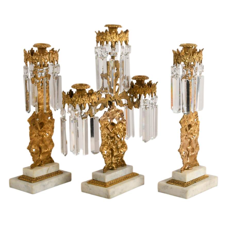 Three-Piece Antique Girandole Candelabra Set-5