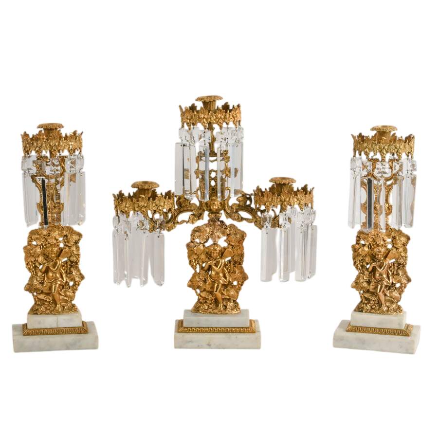 Three-Piece Antique Girandole Candelabra Set-1