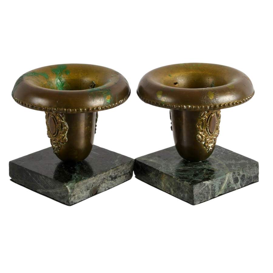 Pair Brass and Marble Candlesticks-4