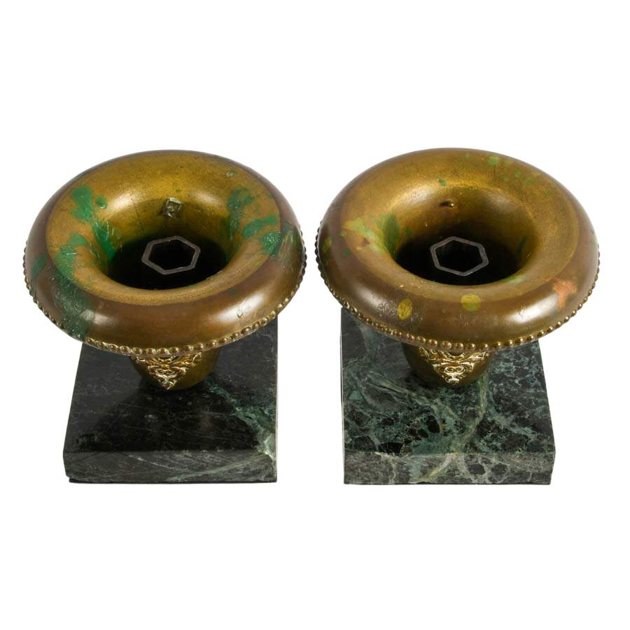 Pair Brass and Marble Candlesticks-2