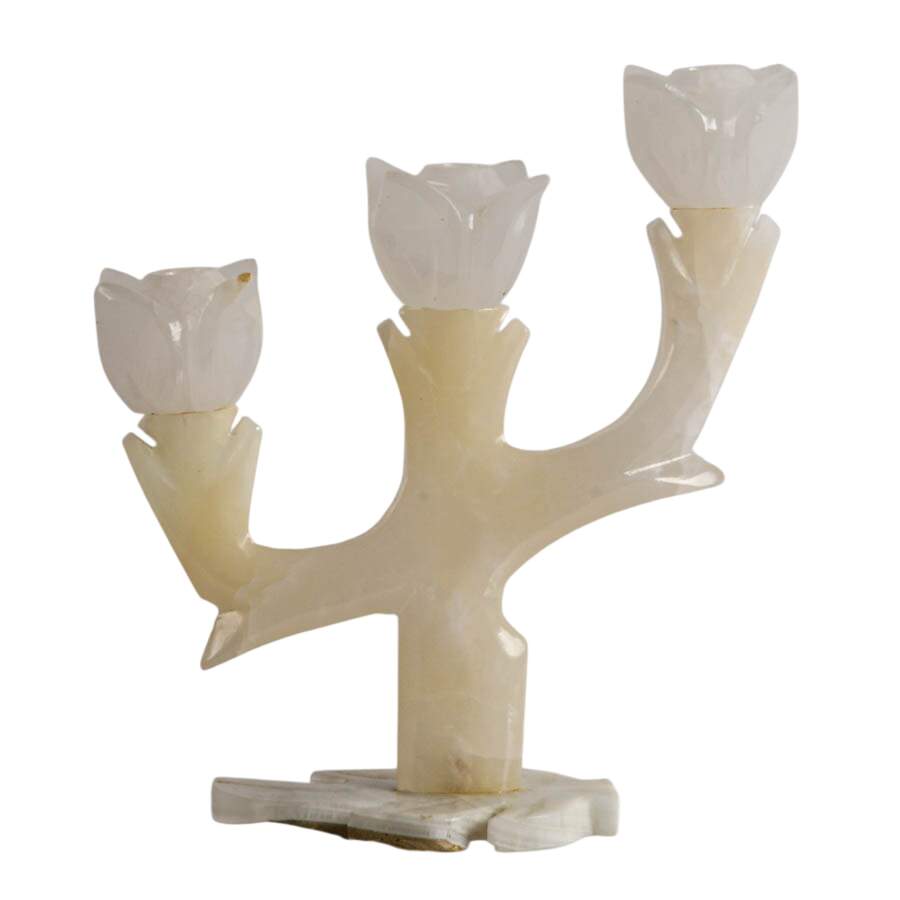 Stone Floral Form Candlestick-1