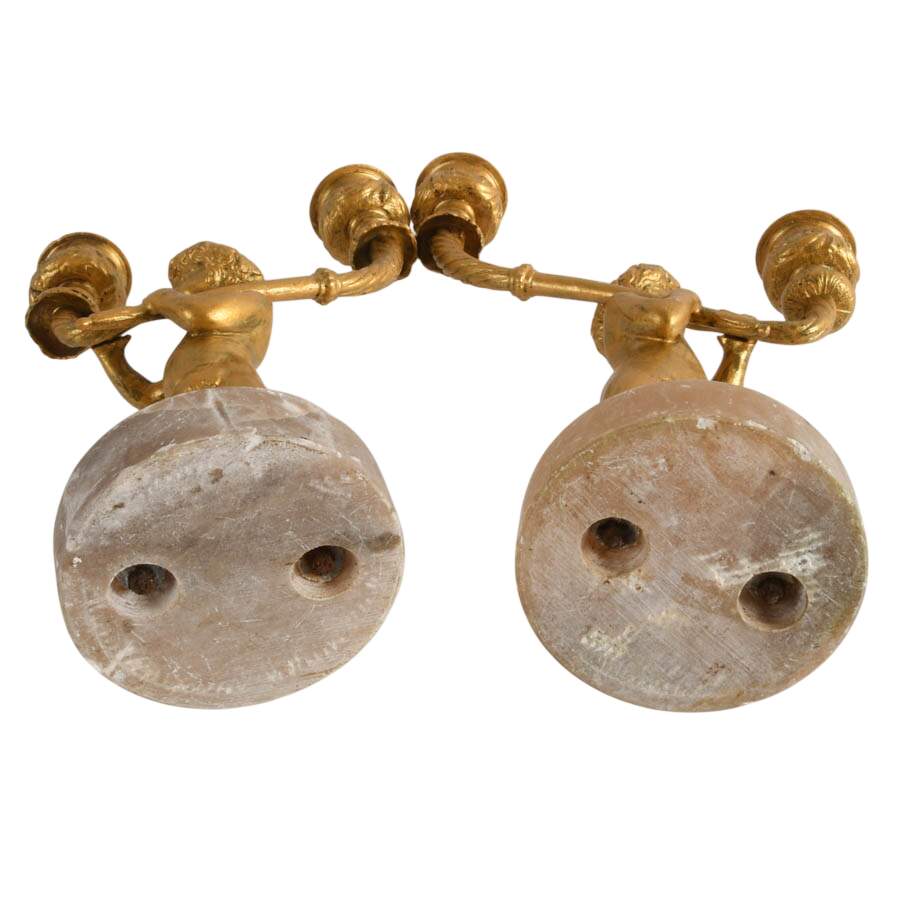 Pair of Louis XVI Revival-Style Putti Two Light Candelabras-11