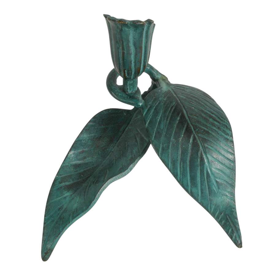 Pair of Figural Wrought Iron Green Leaf Candleholders-6