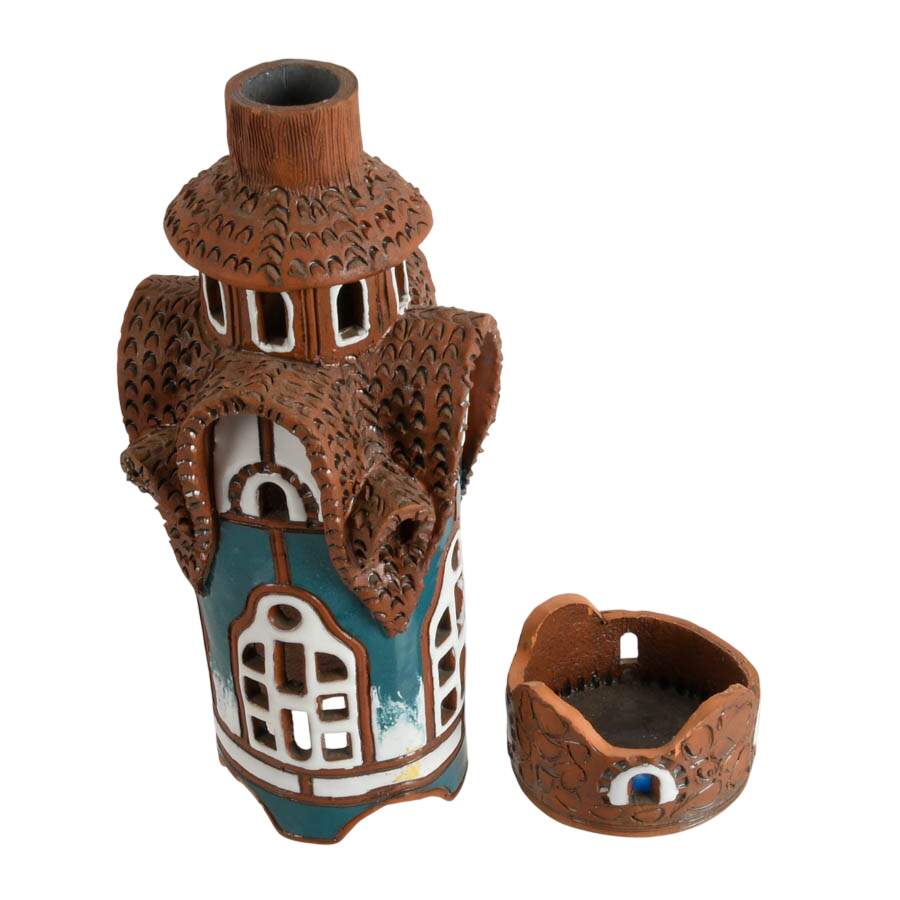 Hand Made Two Piece Lithuanian Village Tower Tea Light Holder-5