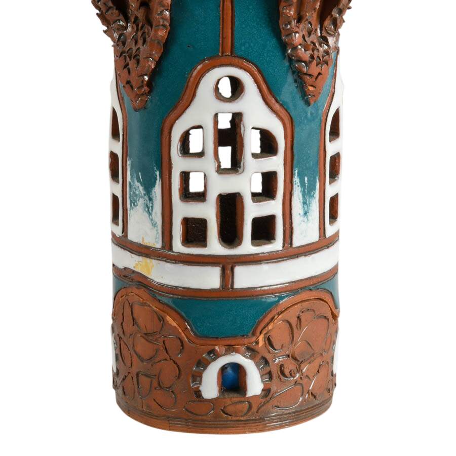 Hand Made Two Piece Lithuanian Village Tower Tea Light Holder-4