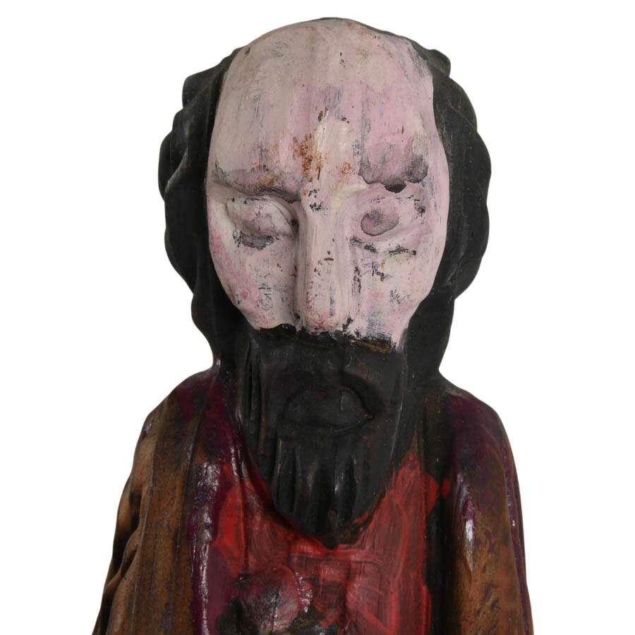 Hand-Carved Wood Figurine Candlestick of Saint Paul-2