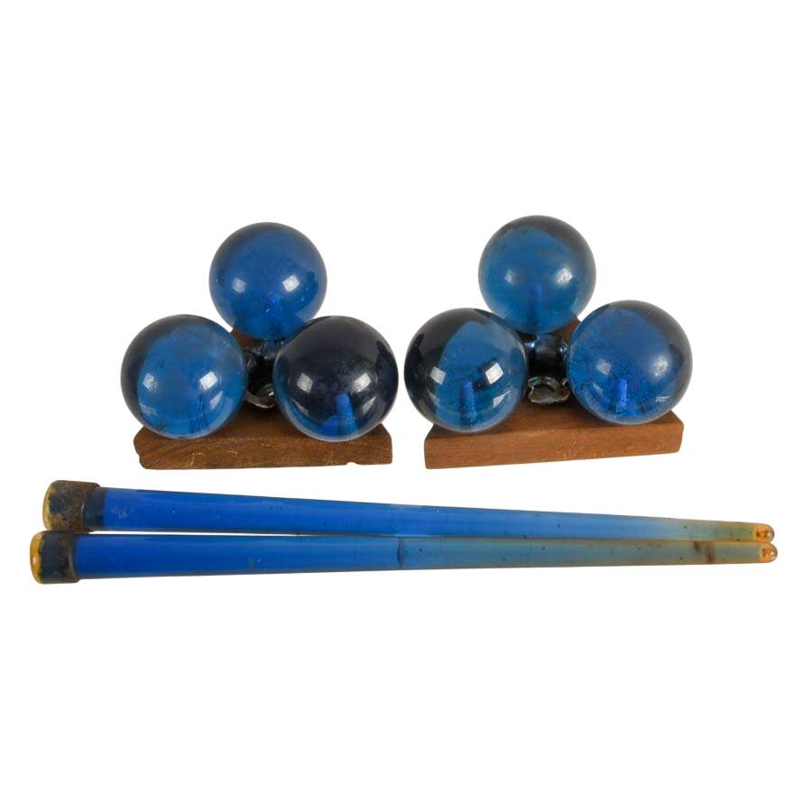 Pair of Mid-Century Cobalt Lucite Faux Candlesticks-5