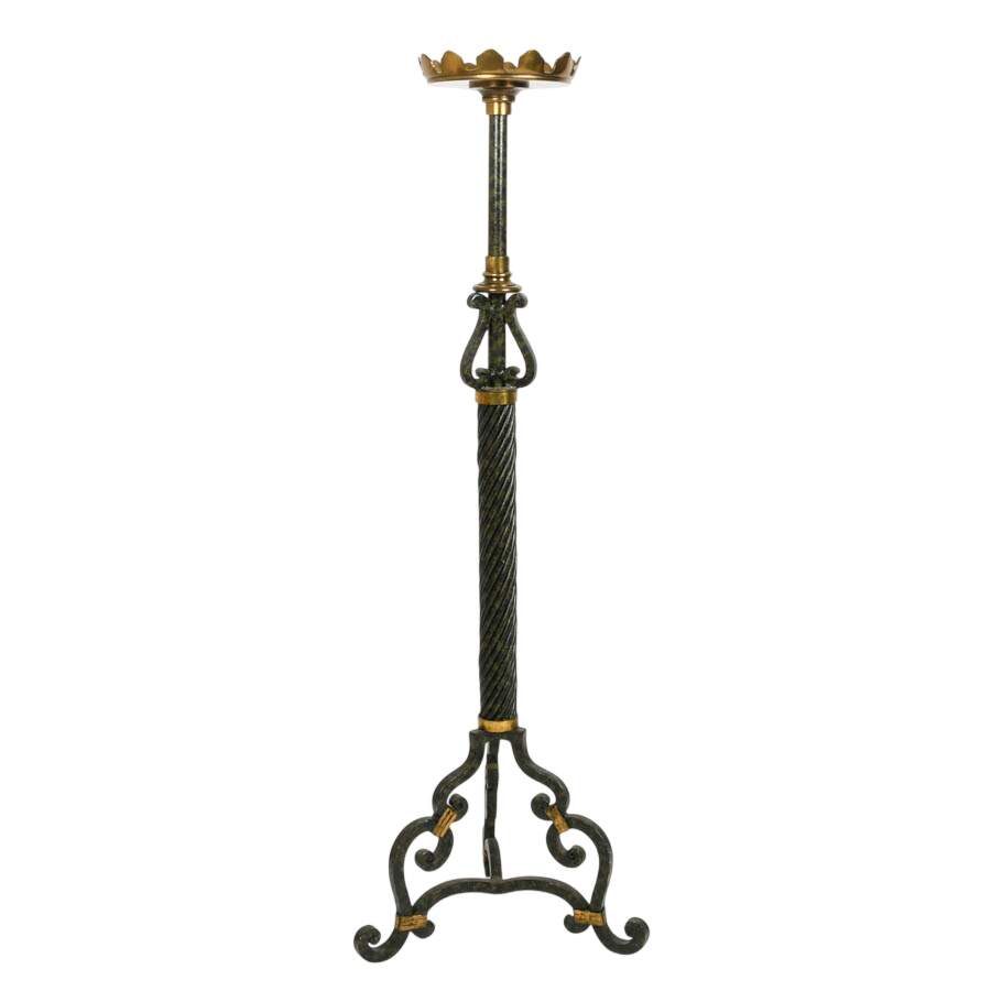 Set of Three Tall Maitland Smith Iron and Brass Candlestands-3