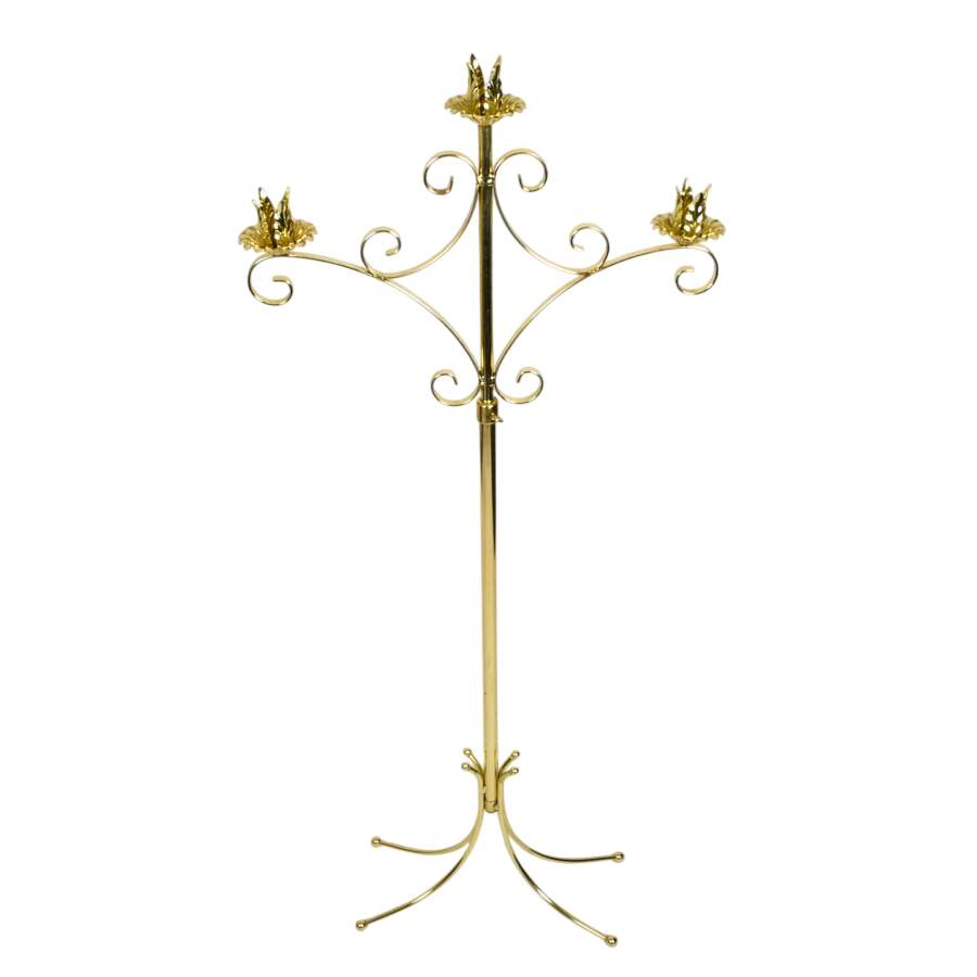 Pair of Ornate Brass 3-Light Candelabras-4