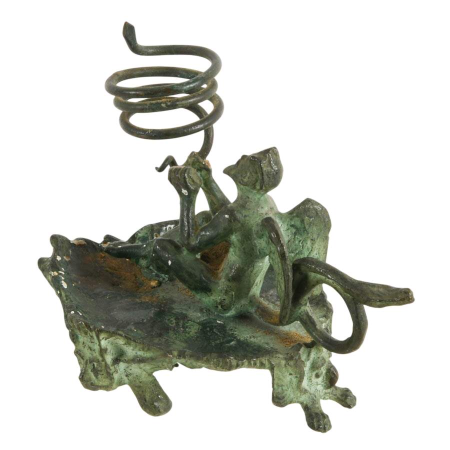 19th-Century Italian Bronze Little Devil Chamberstick Candleholder-2