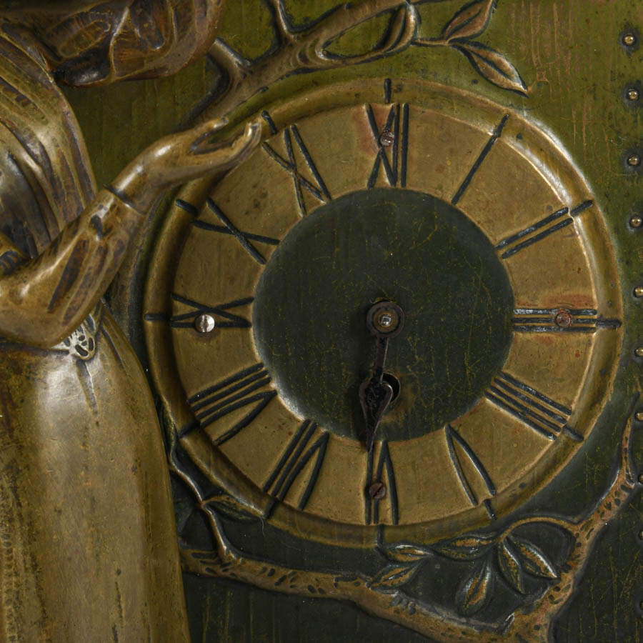 Arts Nouveau Figural Woman and Horse Mantle Clock-4