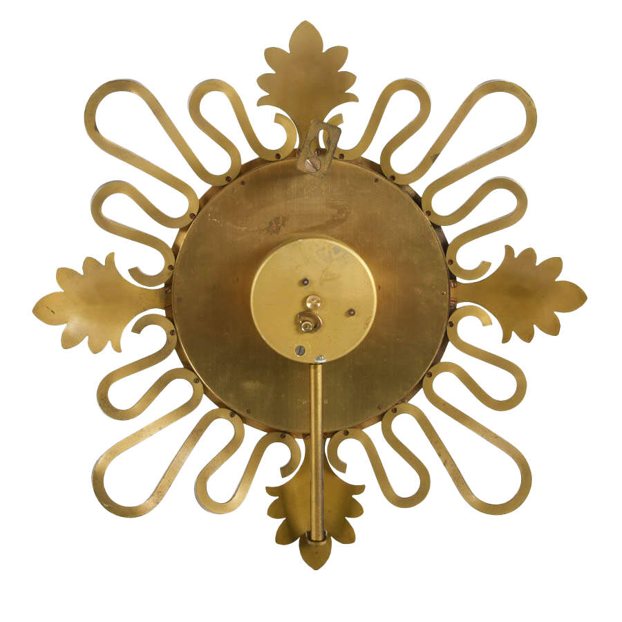 Mid-Century Modern Semca Swiss Brass Wall Clock-4