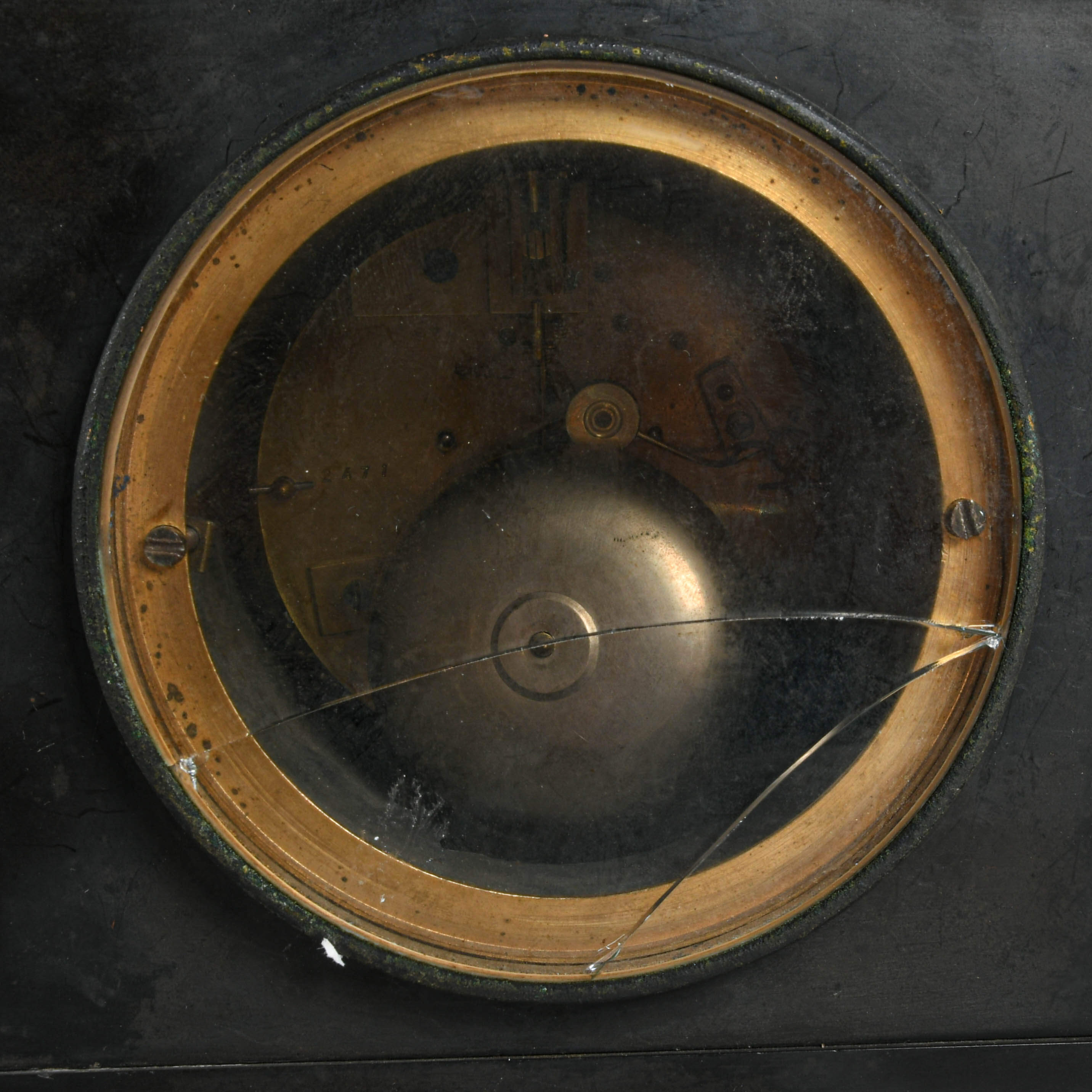 Antique French Slate and Green Marble Mantle Clock-9