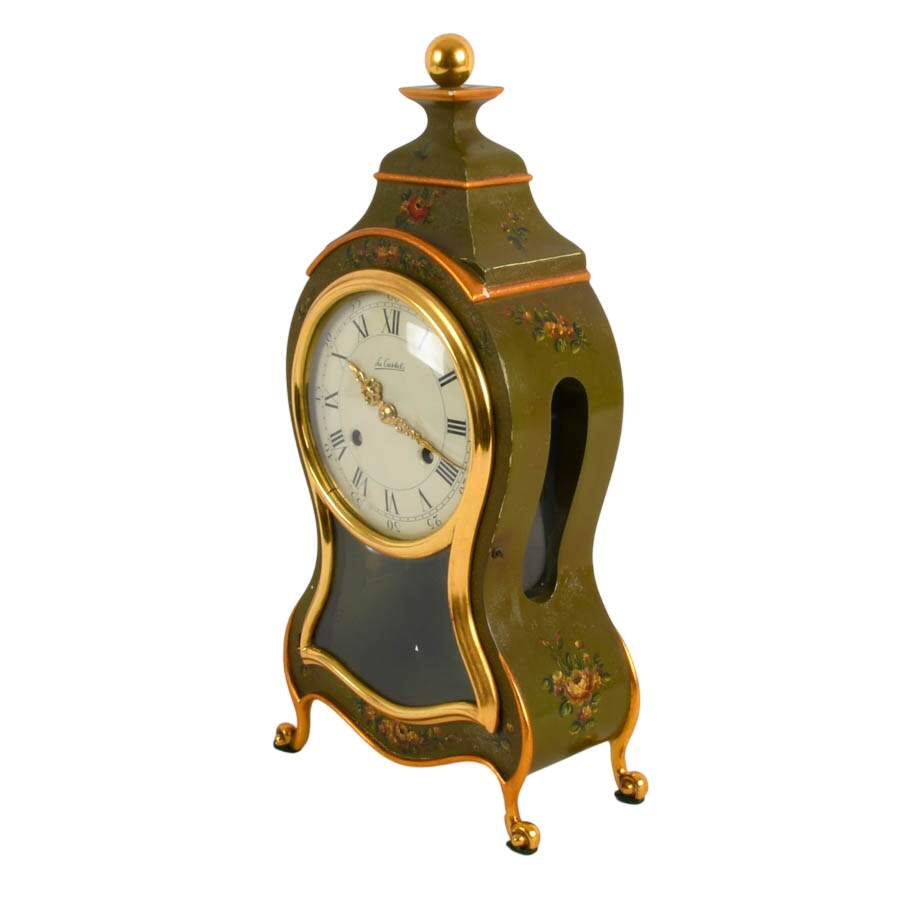Hunter Green Le Castel Swiss Made Boulle Mantel Clock-5