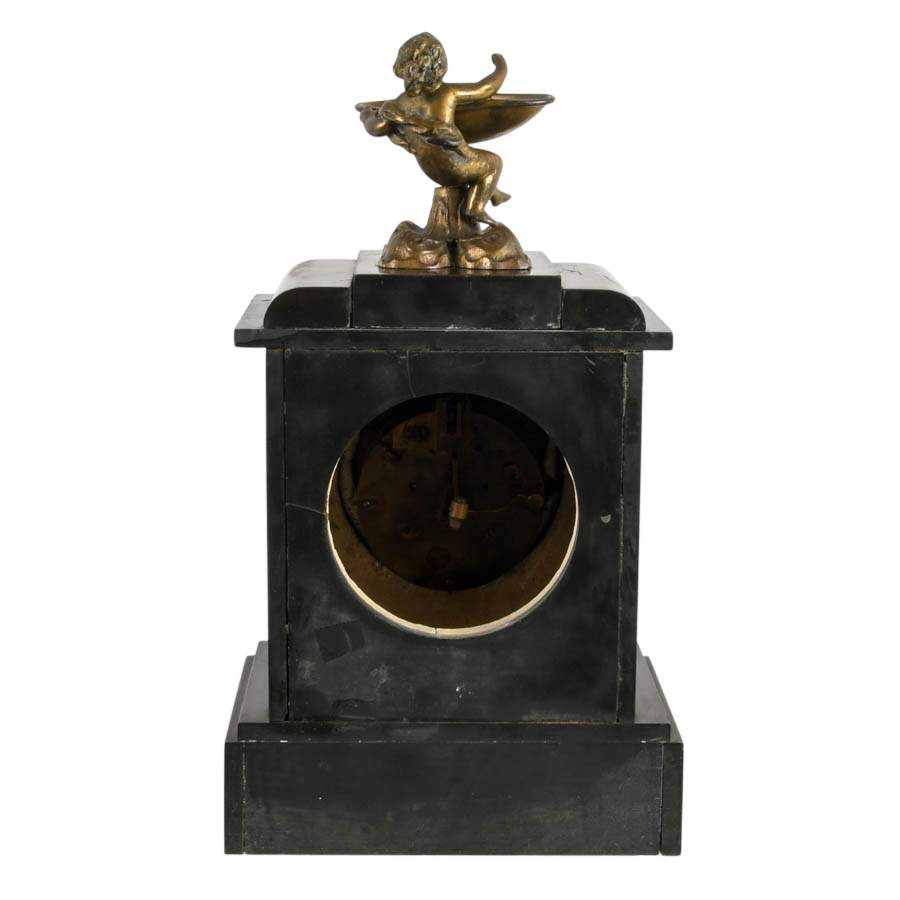 Victorian Japy Frères Black Slate Mantel Clock-10