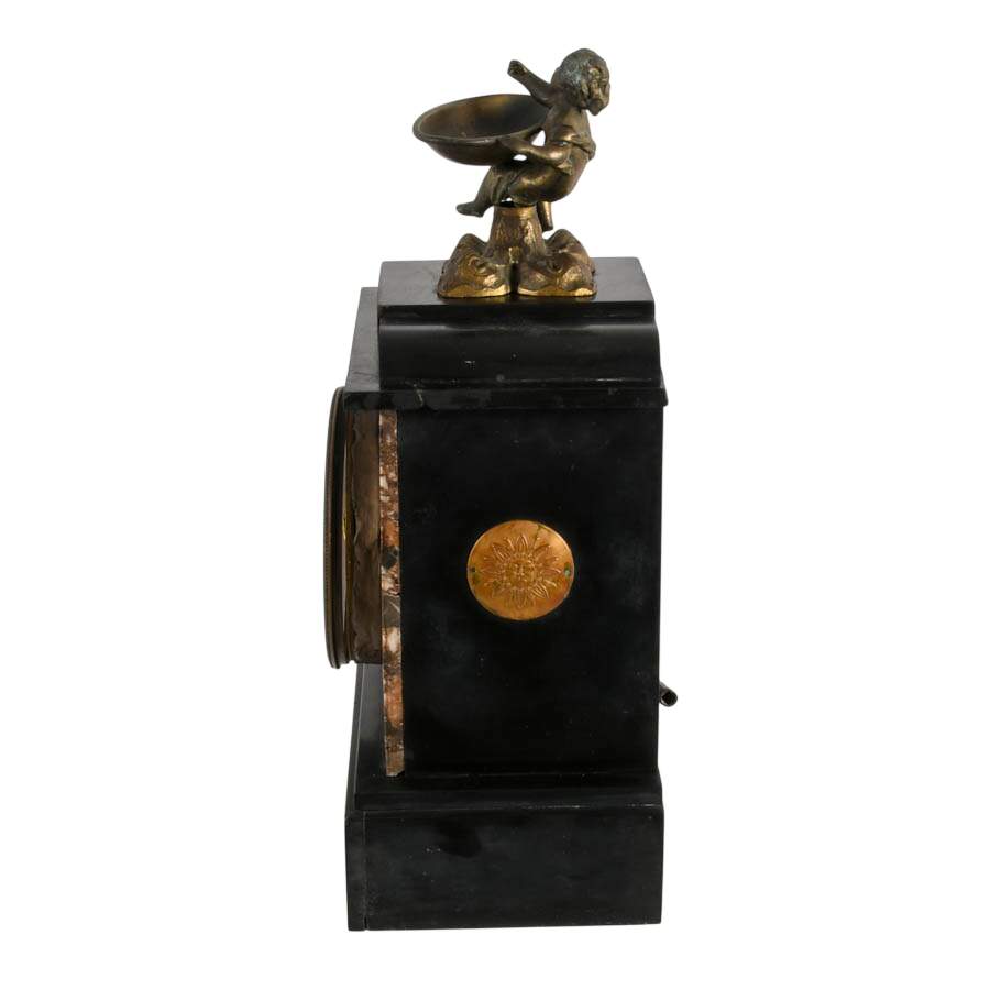 Victorian Japy Frères Black Slate Mantel Clock-7