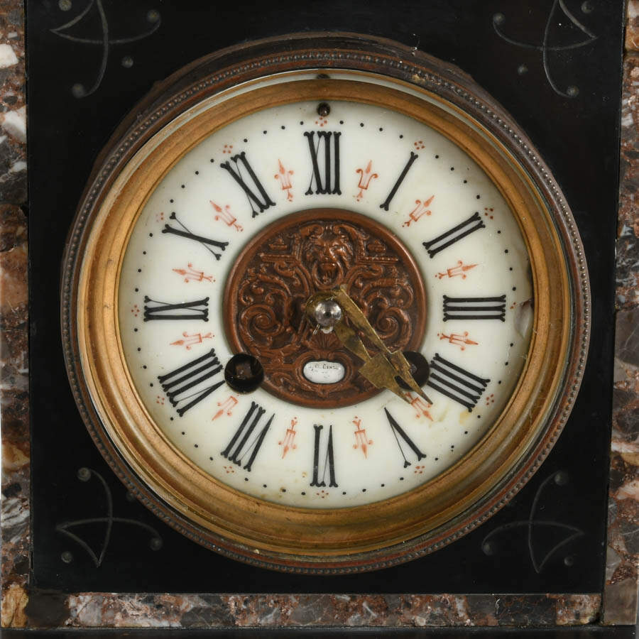 Victorian Japy Frères Black Slate Mantel Clock-3