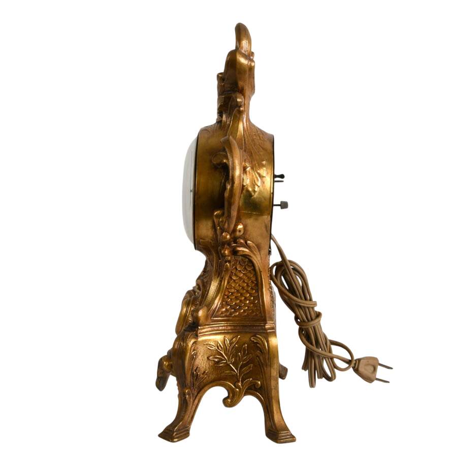 American Made Gilt Rococo-Style Mantel Clock-5