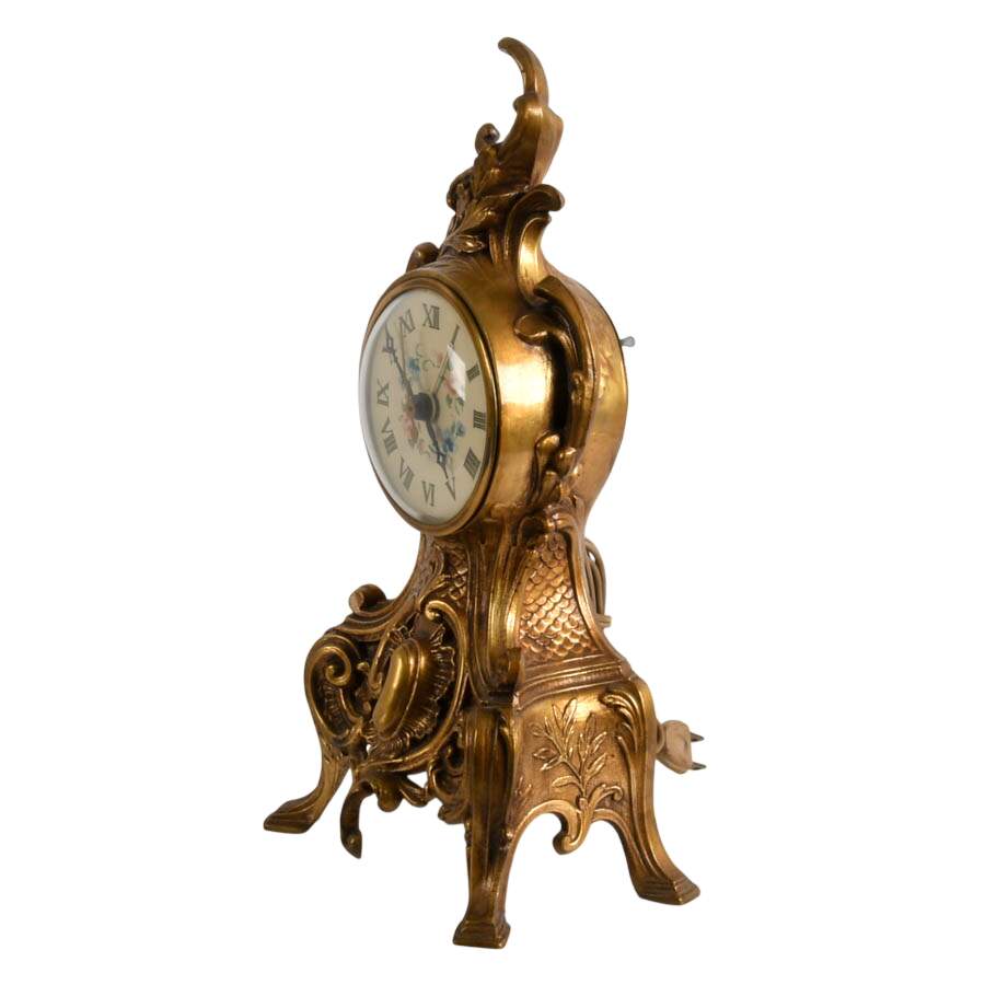 American Made Gilt Rococo-Style Mantel Clock-4