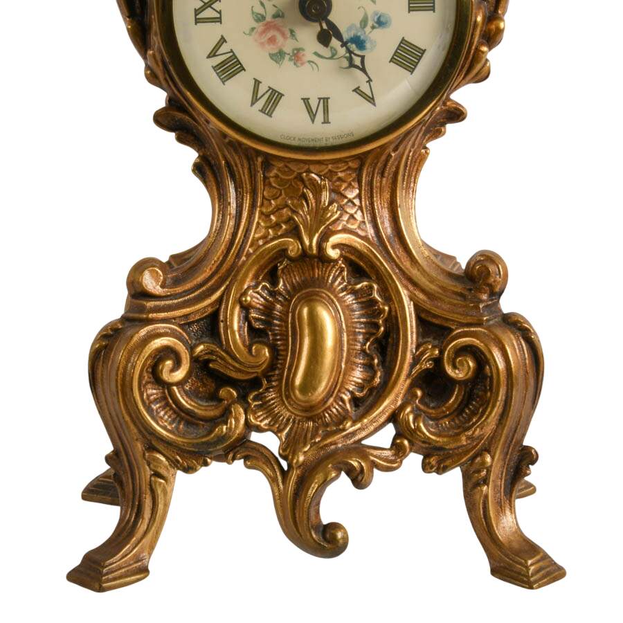 American Made Gilt Rococo-Style Mantel Clock-3