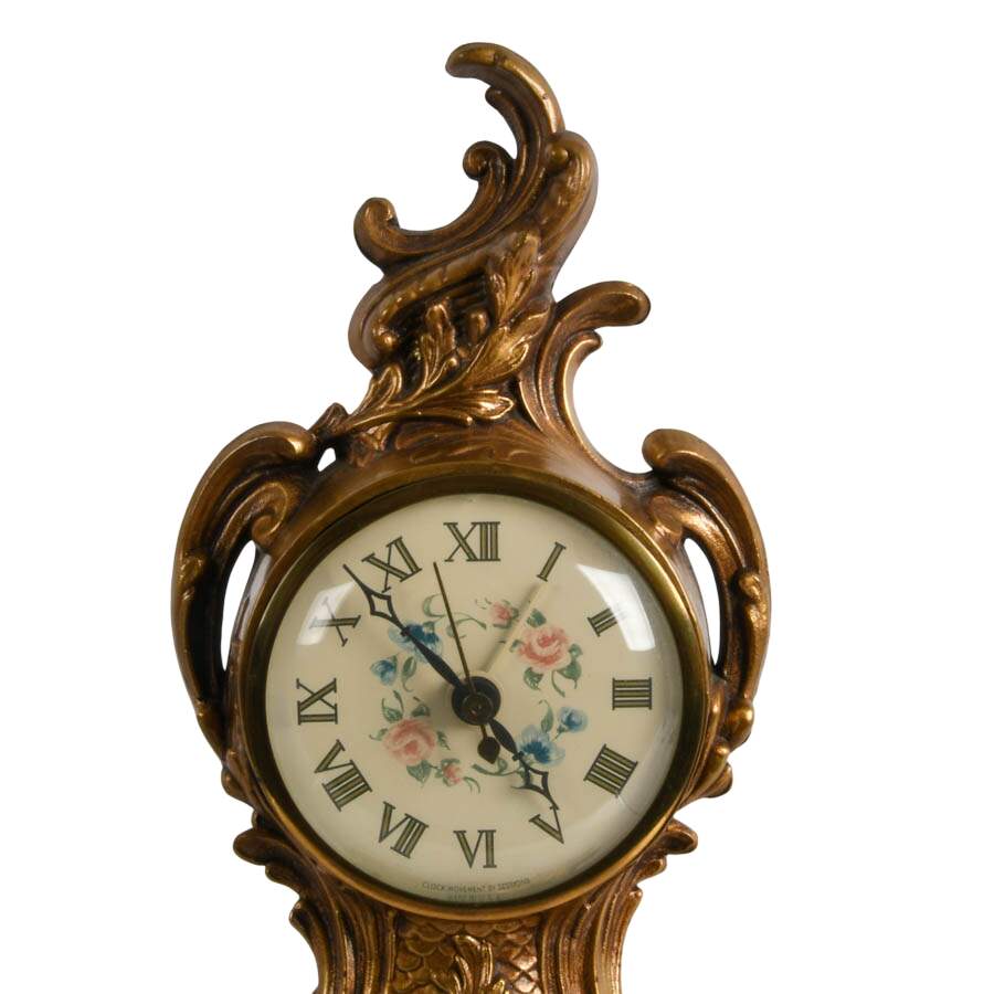 American Made Gilt Rococo-Style Mantel Clock-2
