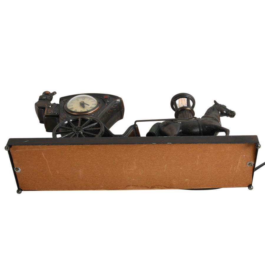United Metal Goods Horse and Carriage Mantel Clock with Light-8