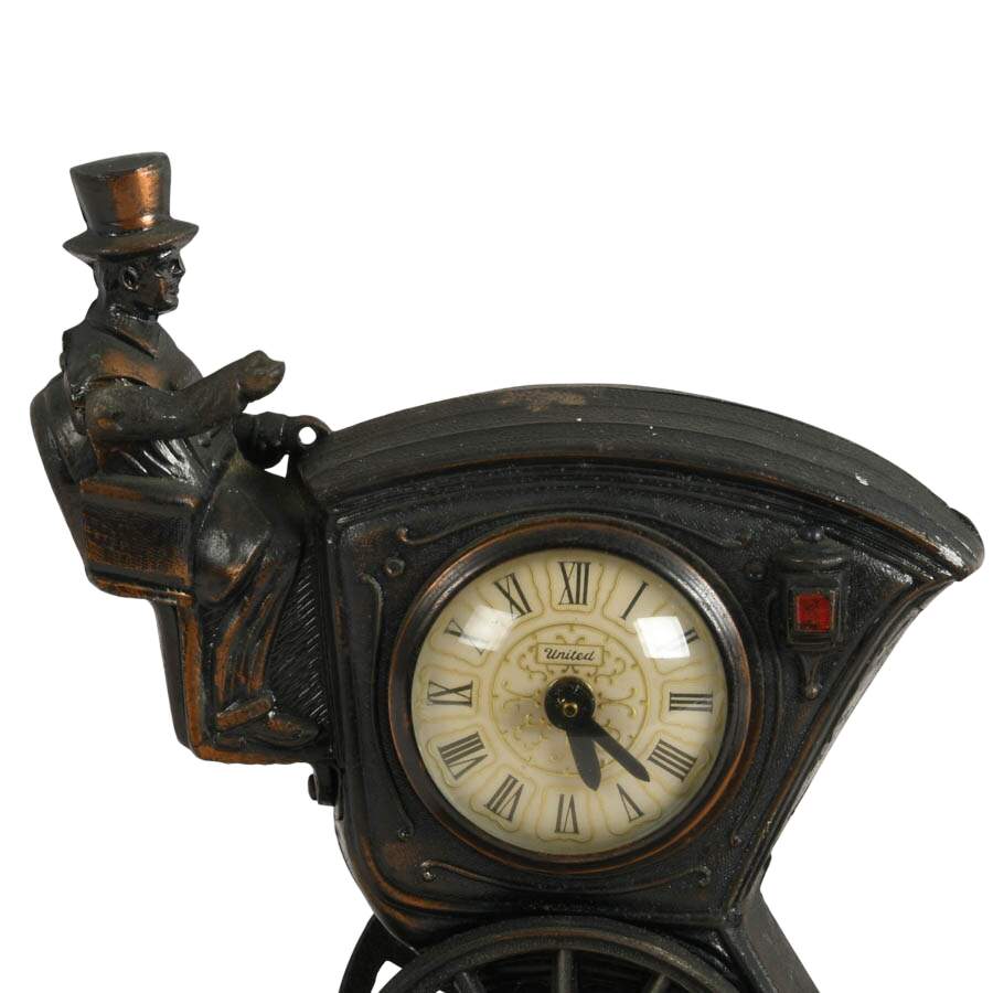 United Metal Goods Horse and Carriage Mantel Clock with Light-2