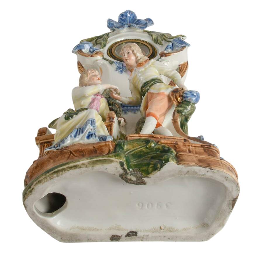 Vintage German Majolica Figural Porcelain Clock-10
