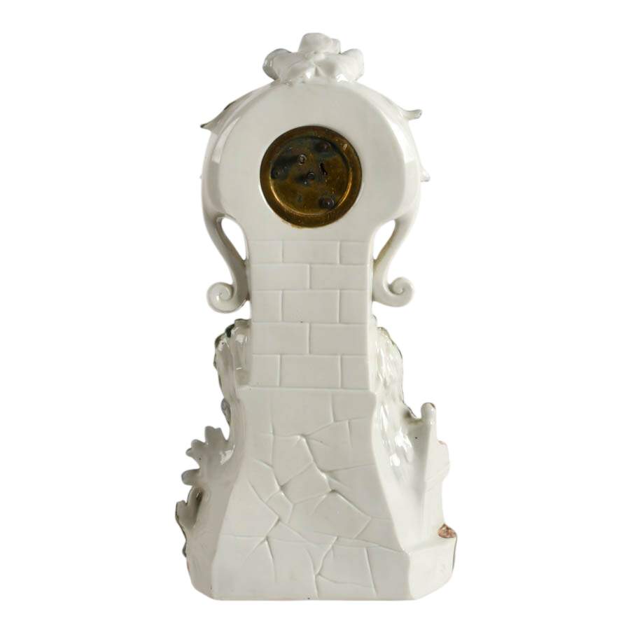 Vintage German Majolica Figural Porcelain Clock-7