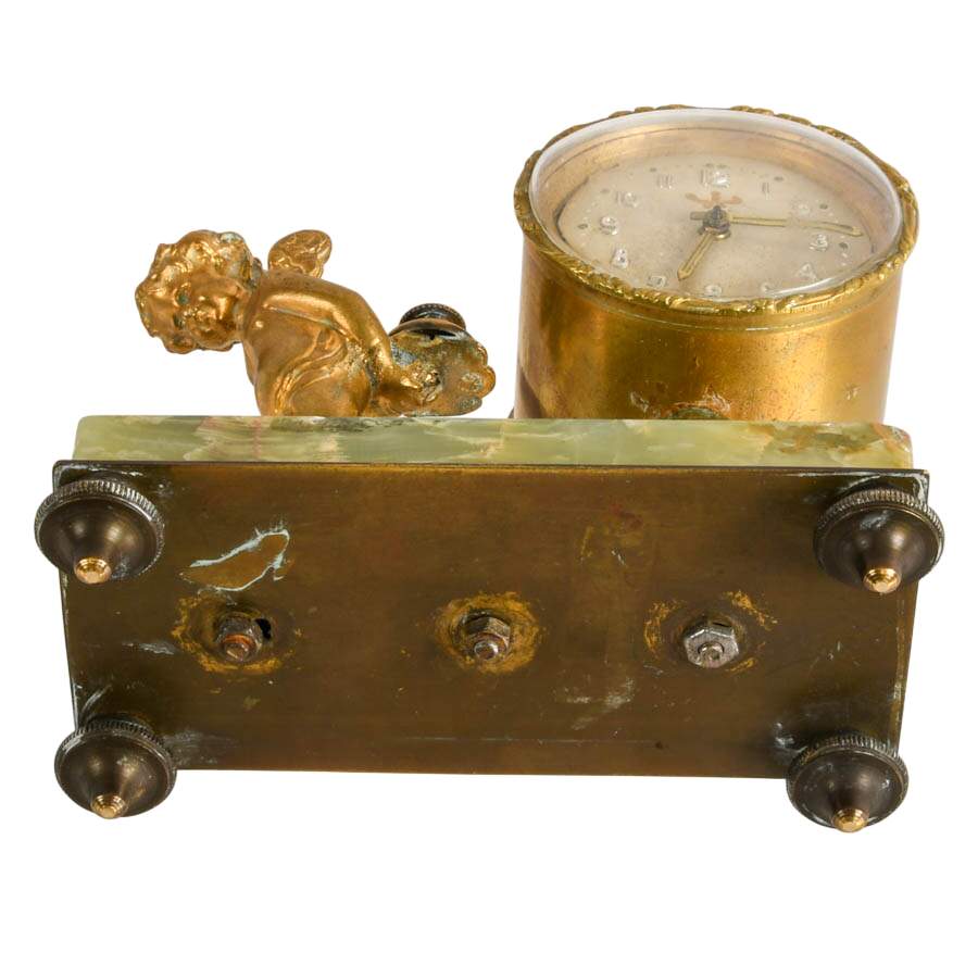 Antique French Champlevé Enamel and Ormolu Gilt Cherub Table Clock-10