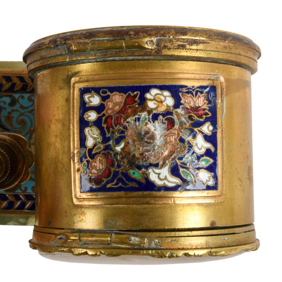 Antique French Champlevé Enamel and Ormolu Gilt Cherub Table Clock-9