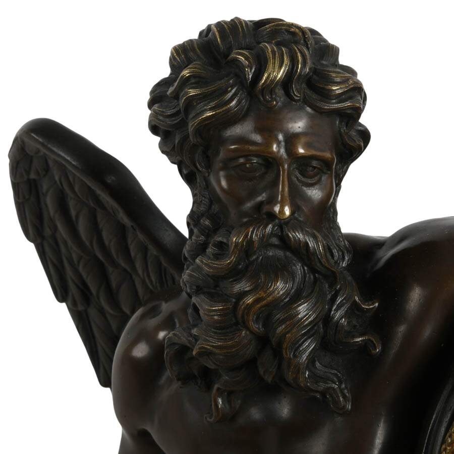 Tiffany & Co. Lurasco Frères Figural Bronze Chronos Mantel Clock-7