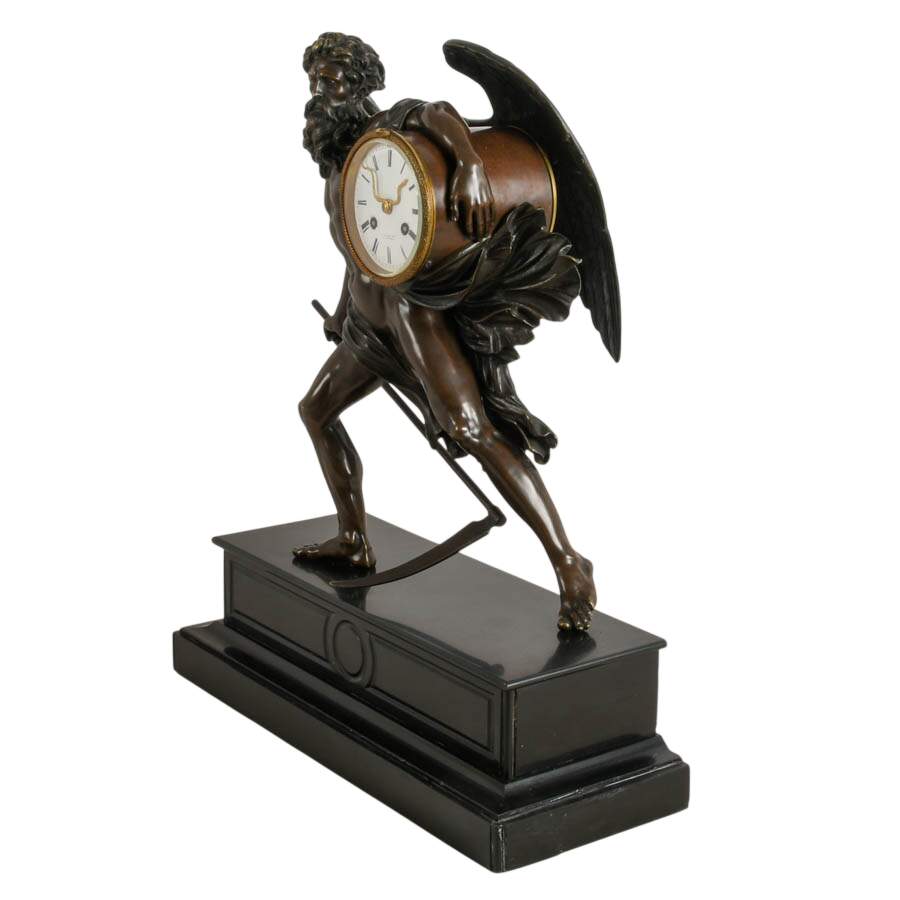Tiffany & Co. Lurasco Frères Figural Bronze Chronos Mantel Clock-2
