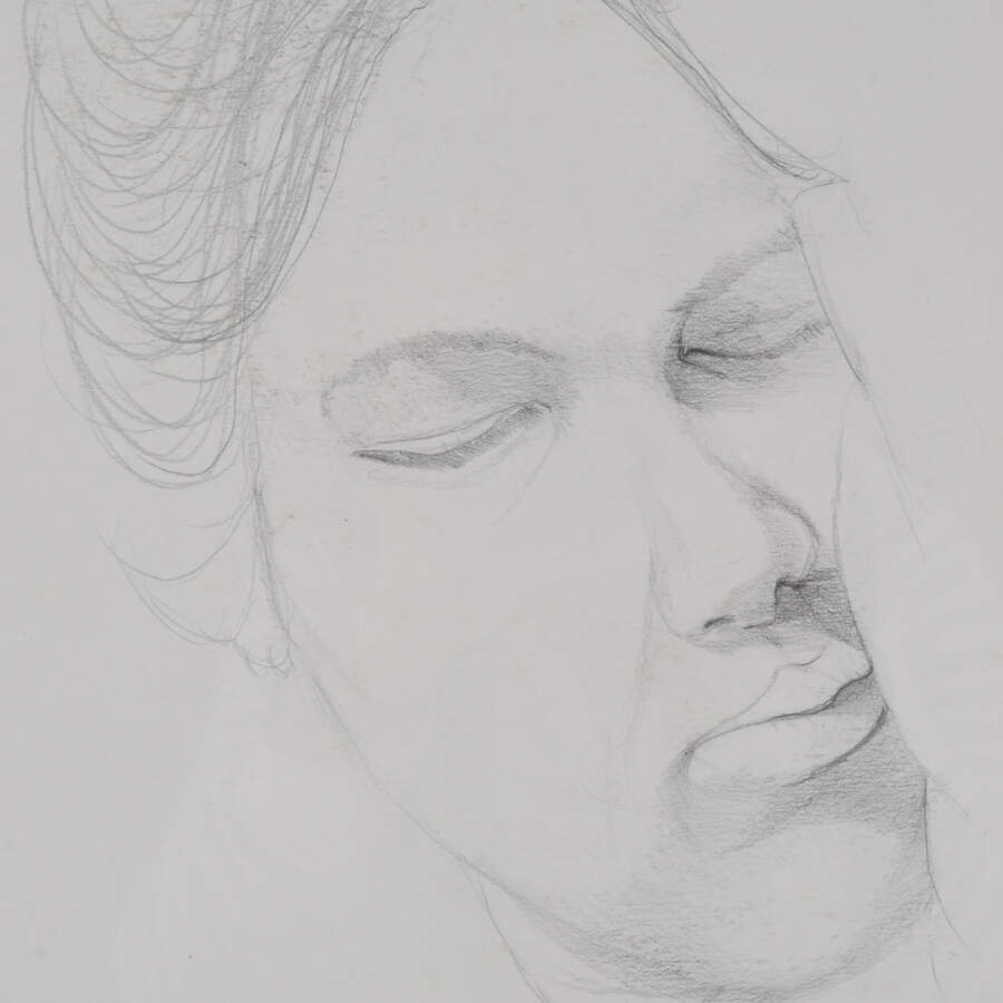 Framed Pencil Portrait Drawing of a Sleeping Face-3