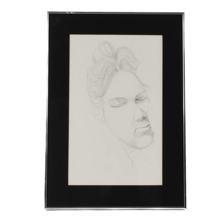 Framed Pencil Portrait Drawing of a Sleeping Face-1
