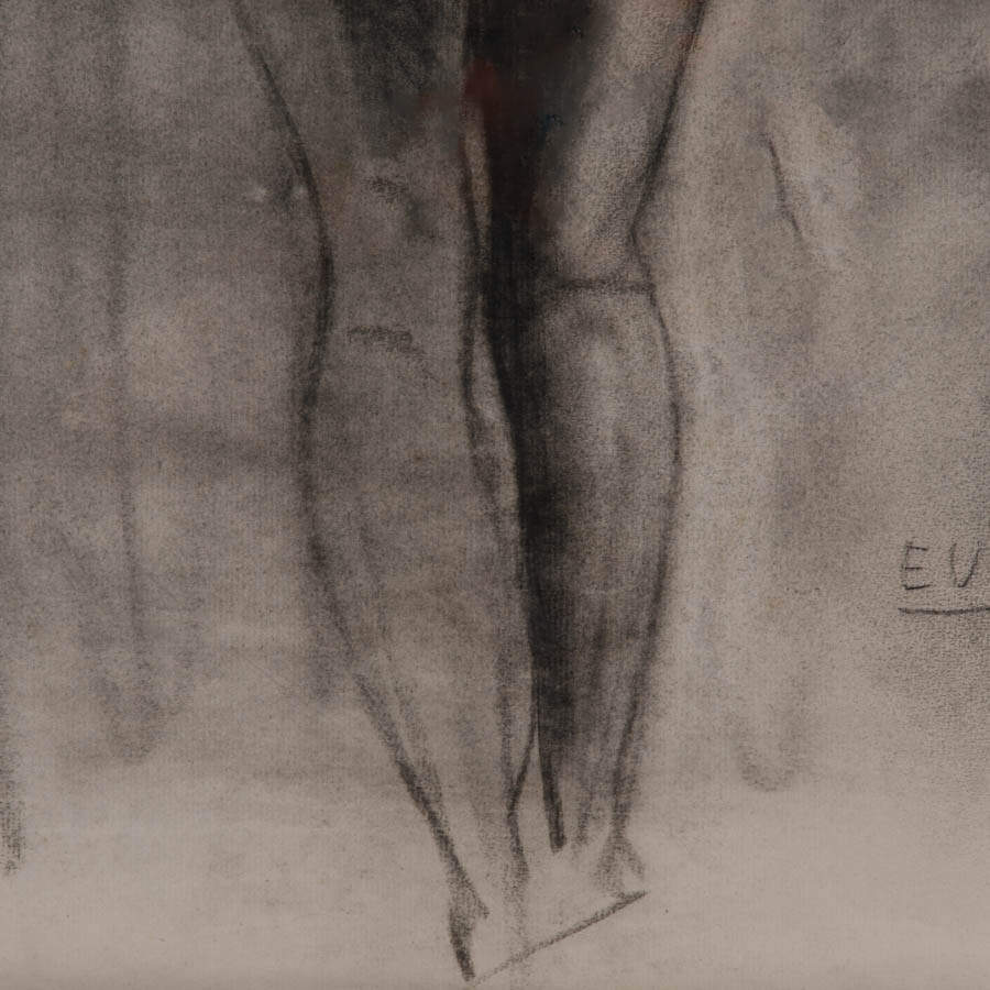 Framed Signed Eugeen van Mieghem "Untitled Nude" Charcoal on Paper-4
