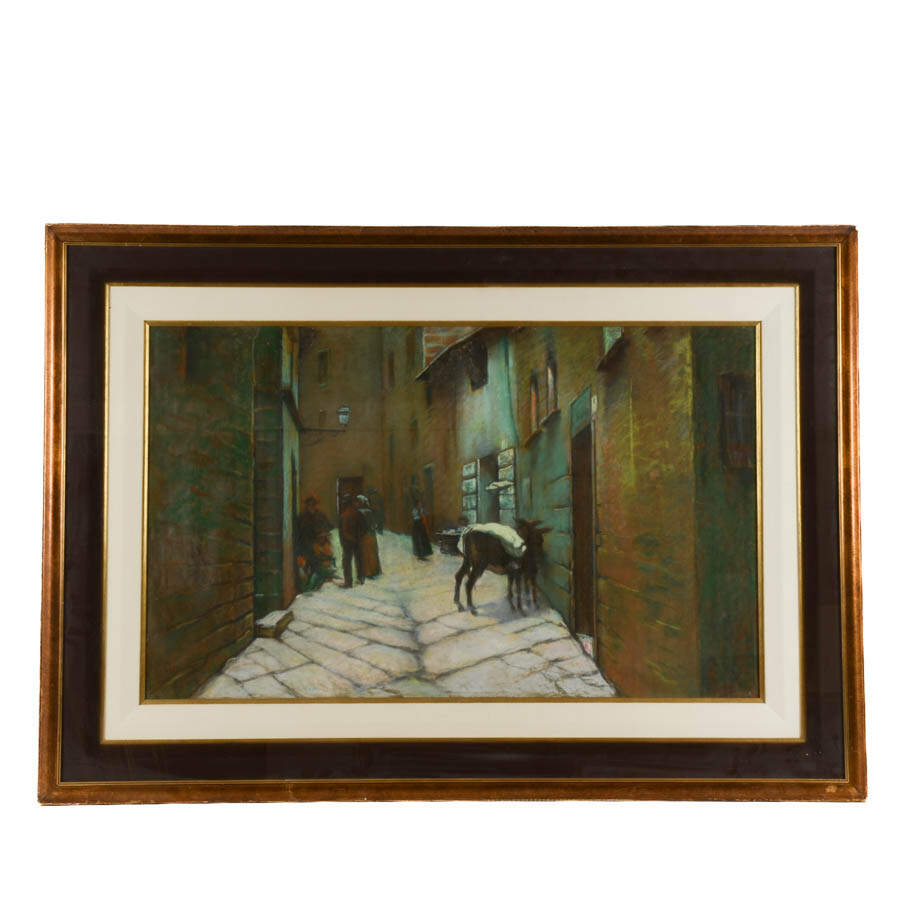 Framed Signed "Piancastagnaio" Telemaco Signorini Artist Reference Pastel-1
