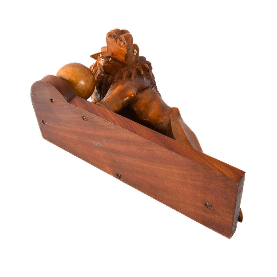 Figural Carved Wood Lion Sculpture-7