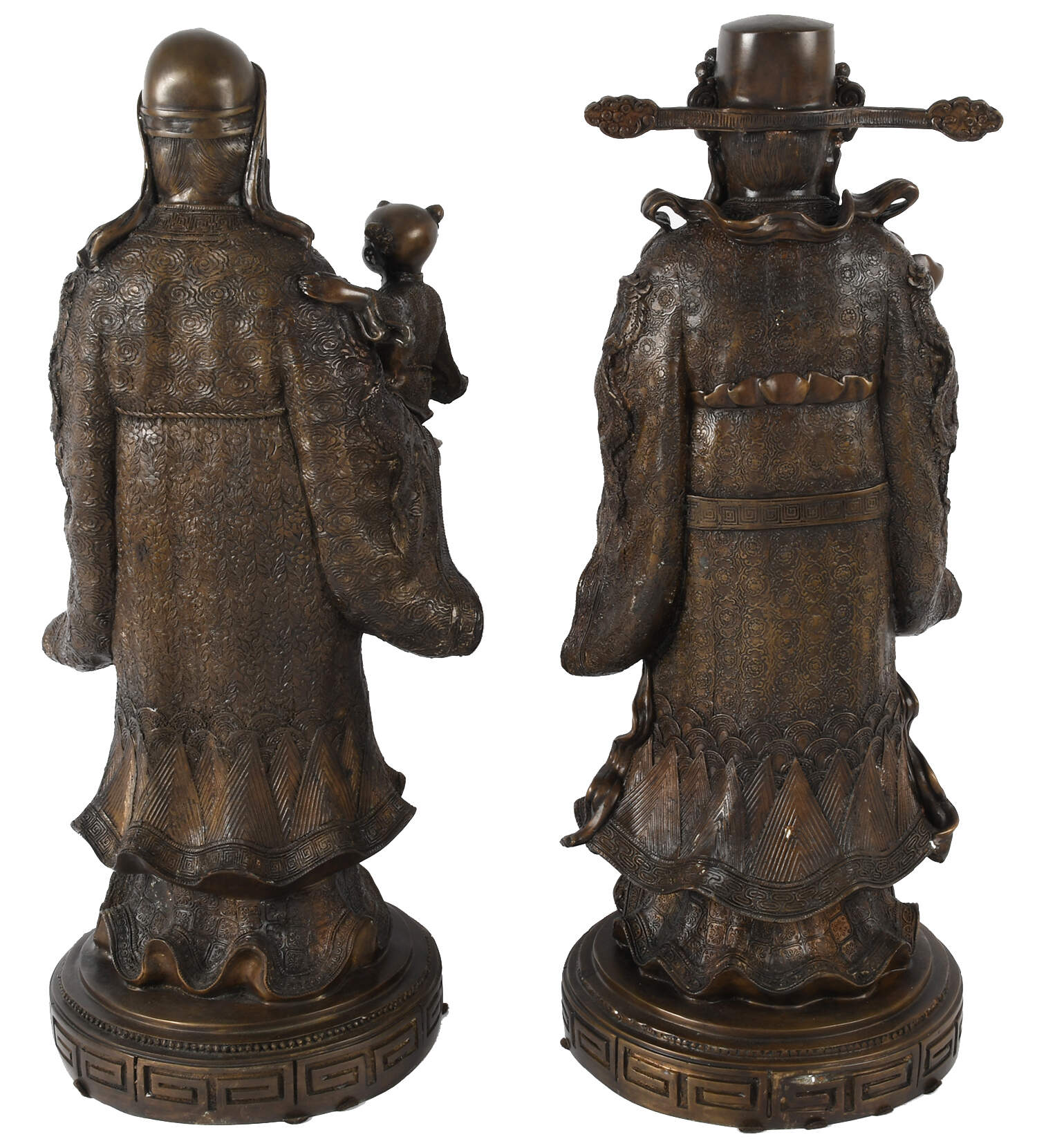 Pair of Large Bronze Chinese Wisemen-2