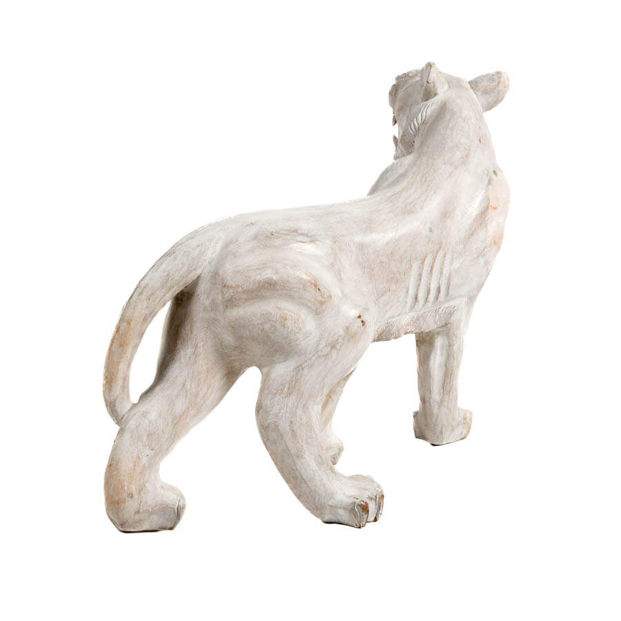 Large Carved Wood Distressed Painted Panther-5