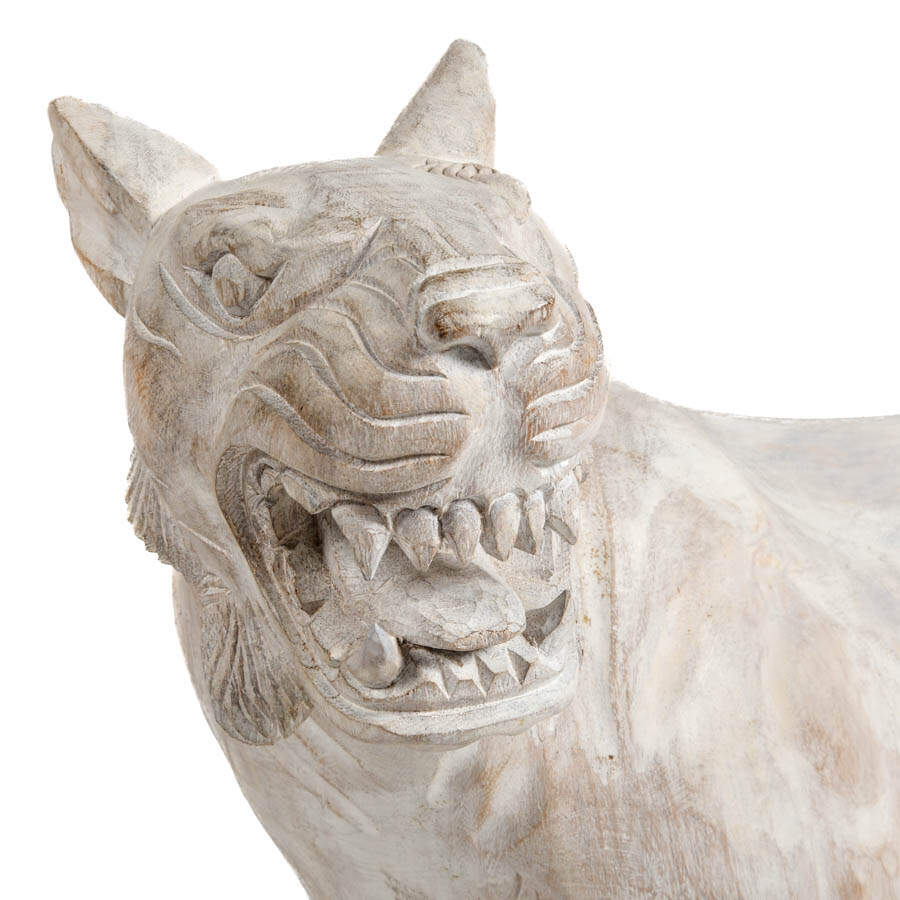 Large Carved Wood Distressed Painted Panther-3