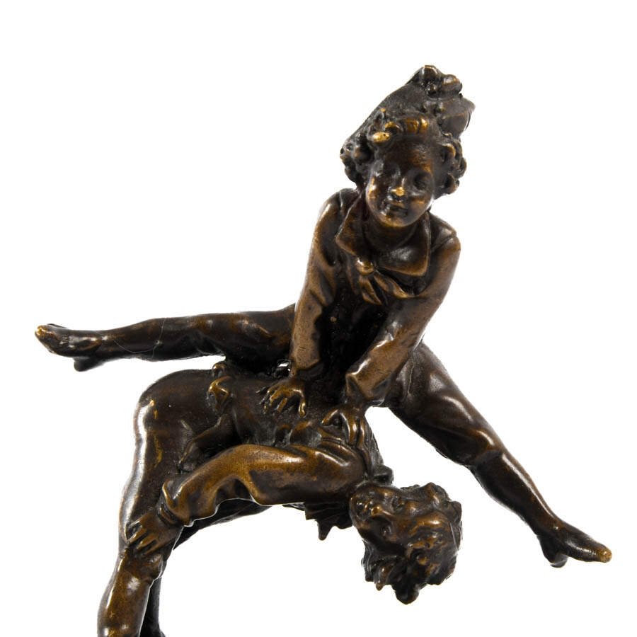 Alfred Barye Bronze "Leap Frog" Sculpture-3