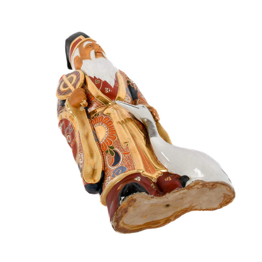Japanese Kutani Ware Jurojin Figurine-8