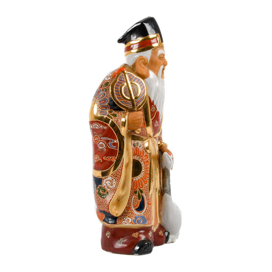Japanese Kutani Ware Jurojin Figurine-7