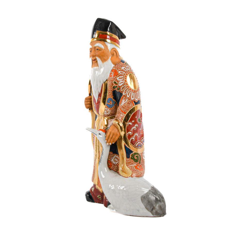 Japanese Kutani Ware Jurojin Figurine-4