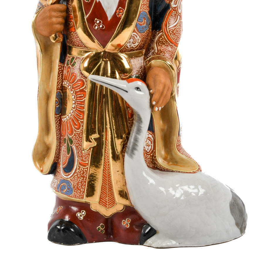 Japanese Kutani Ware Jurojin Figurine-3