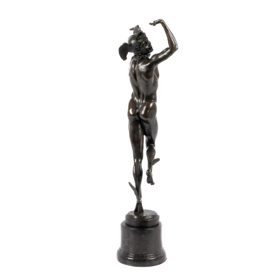 Bronze Sculpture of Mercury After B. Cellini on a Marble Base-5