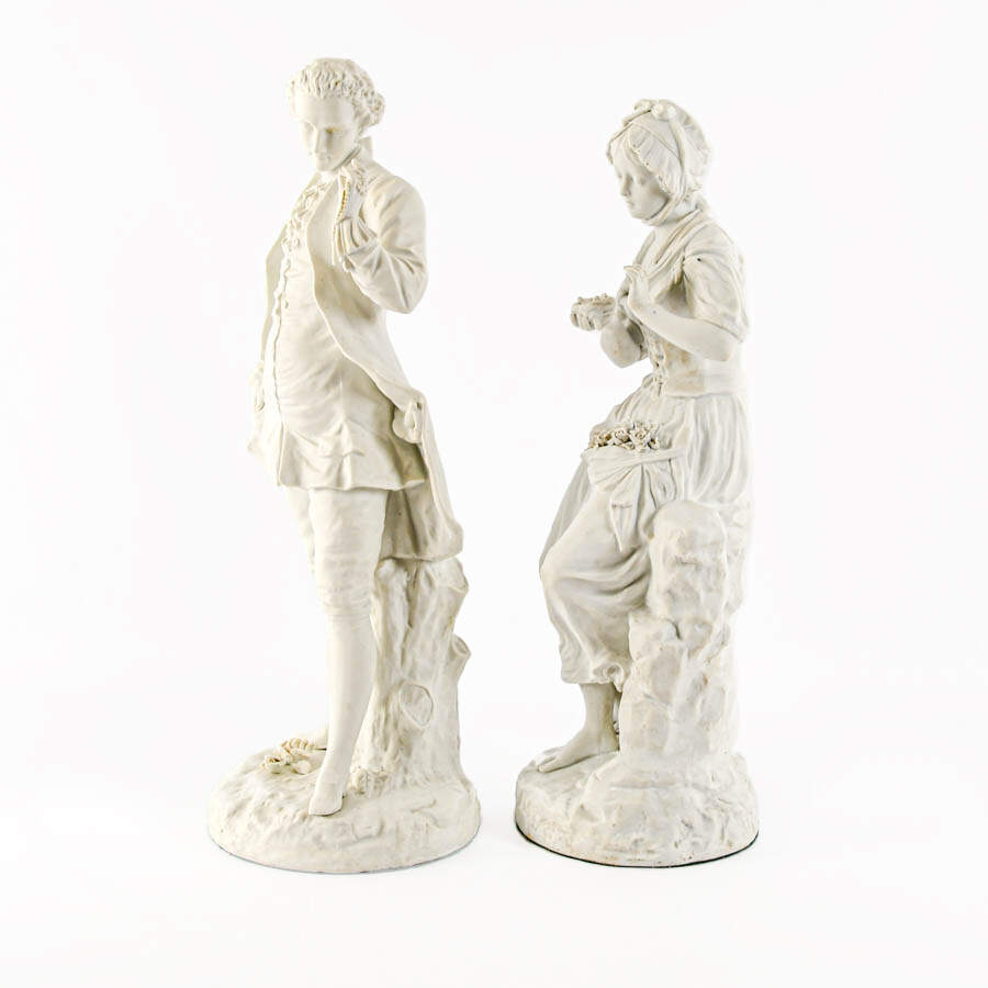 Antique Pair of Continental Porcelain Figurines-2