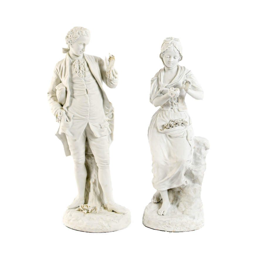 Antique Pair of Continental Porcelain Figurines-1